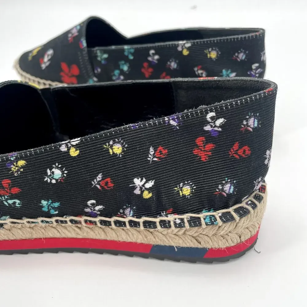 Diane Von Furstenberg Navy Floral Tulum Espadrille Flats // 7